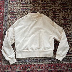 Everlane Cream Mock Neck Cropped Sweatshirt - women's medium